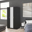 Elegant 3-Door Wardrobe with Mirror and Shelves in Black