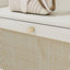Natural Bohemian style shoe cabinet with 3 rattan flip drawers, 3 square shelves, and 1 storage drawer, white - Korvel