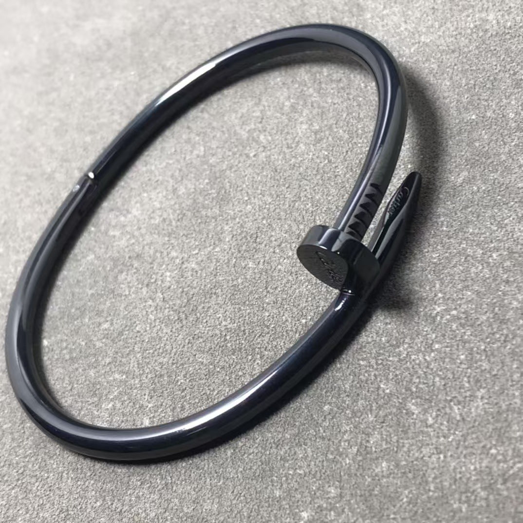 Precision Thick Plating Head and Tail Diamond Fashion Three-Circle Full Diamond Couple Bracelet - Korvel