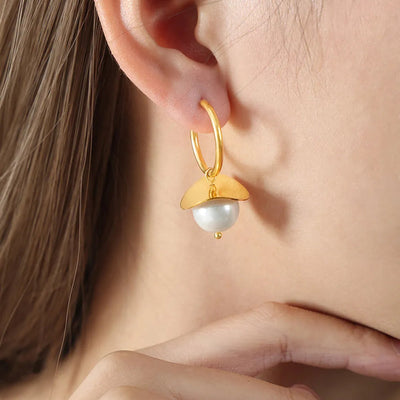 Elegant 18K Gold-Plated Bead Dangle Earrings