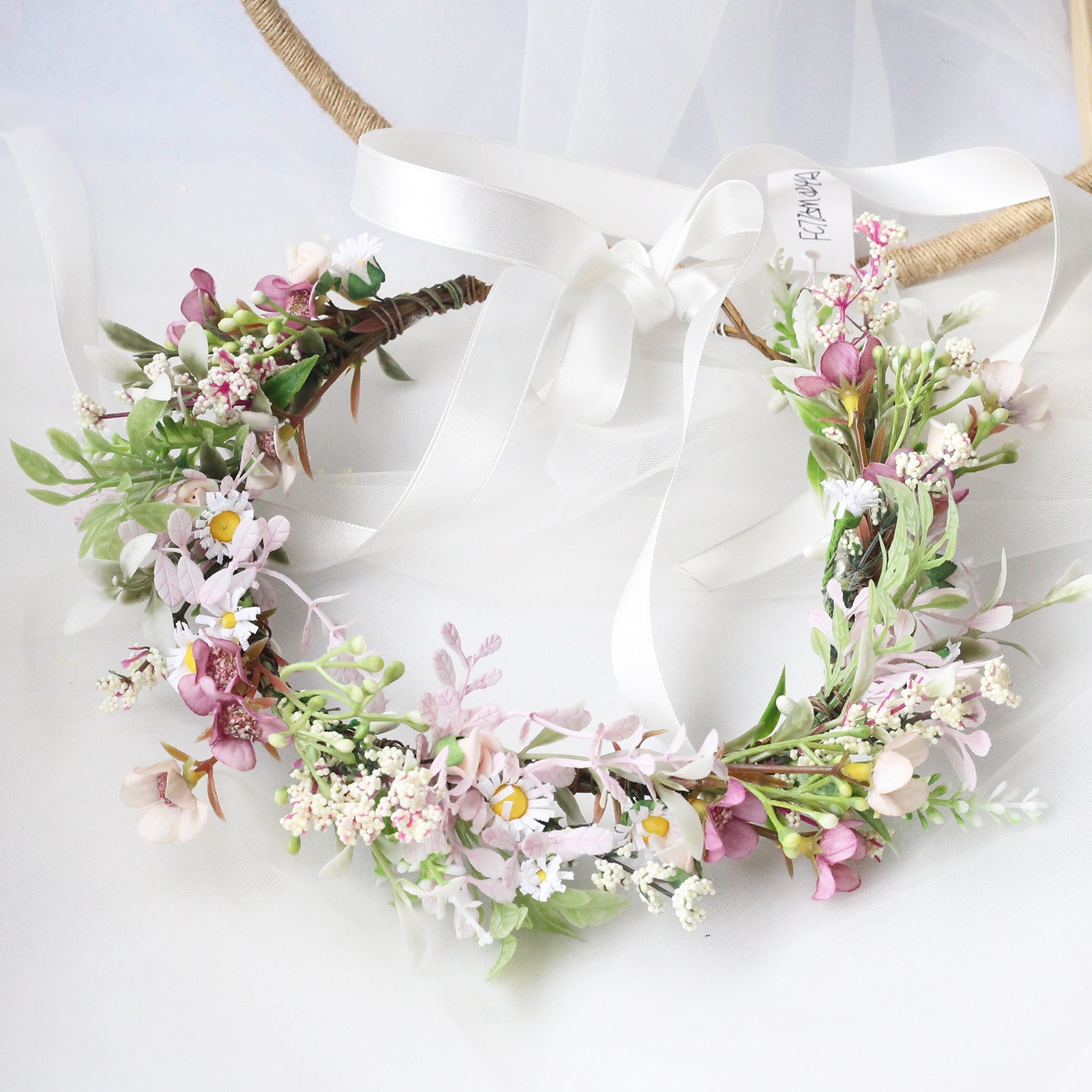 Bridal Flower Wreath Headpiece Original Simulation Starry Sky Water Grass Flower Crown Birthday Wedding Headflower Wreath - Korvel