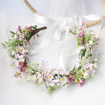 Bridal Flower Wreath Headpiece Original Simulation Starry Sky Water Grass Flower Crown Birthday Wedding Headflower Wreath - Korvel