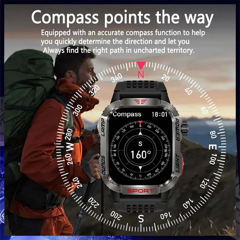 GZYR 2.01" Screen Smart Watch Men Bluetooth Call 600 mAh Sports Waterproof Heart rate Blood Oxygen SmartWatch For Huawei Xiaomi - Korvel