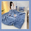 Double sided Arctic fleece pillow with embroidered fabric, dual-use office car nap blanket cushion - Korvel