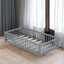 Twin Size Bed Floor Bed with Safety Guardrails and Door for Kids, Gray - Korvel