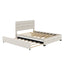 Queen Upholstered Platform Bed with Twin Size Trundle and Two Drawers  Beige - Korvel