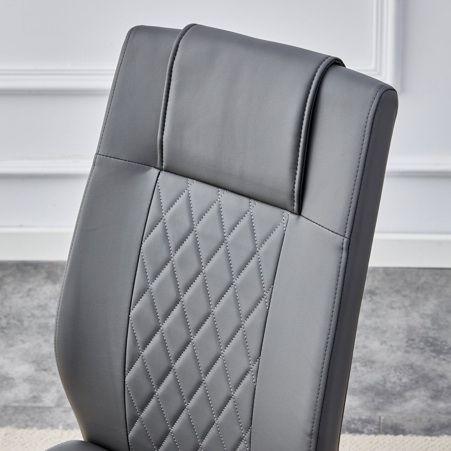 Premium Faux Leather Cushioned Dining Chairs with Metal Legs