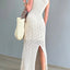 Openwork Slit Round Neck Cover-Up - Korvel