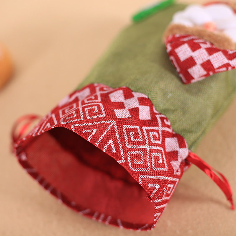 Christmas decoration gift bag, children's linen bundle mouth apple bag, candy biscuit bag, Christmas gift bag - Korvel