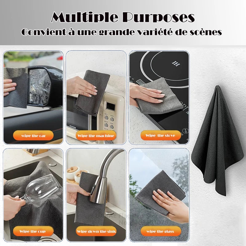 1-10PCS Magic Cleaning Cloths Reusable Microfiber Washing Rags Car Window Mirror Wipe Towels Rag Household Kitchen Clean Tools - Korvel