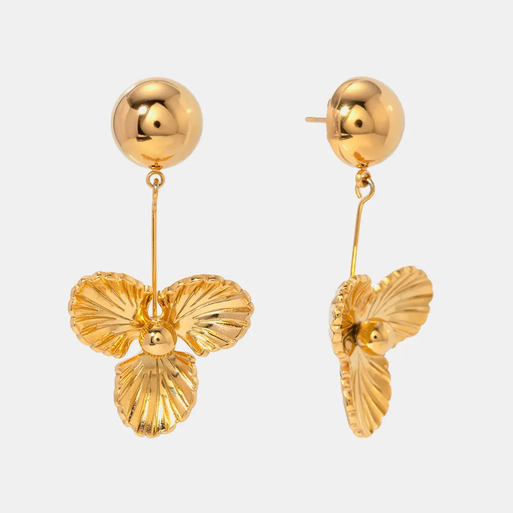 Pendientes Colgantes de Flores de Acero Inoxidable Elegantes