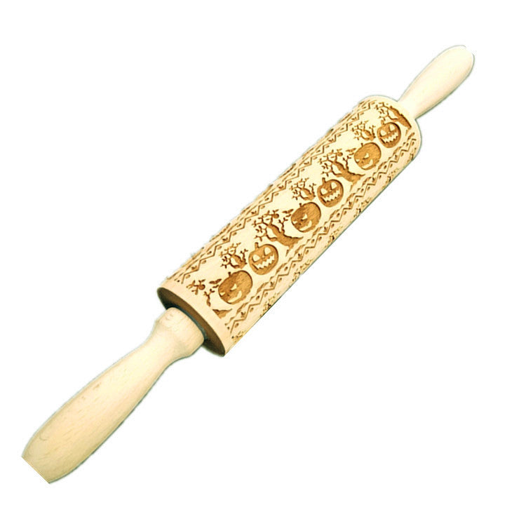Wooden Rolling Pin Beechwood Laser Engraved Printed Rolling Pin Embossing Rolling Pin Christmas Flip Sugar Cookie Rolling Pin - Korvel