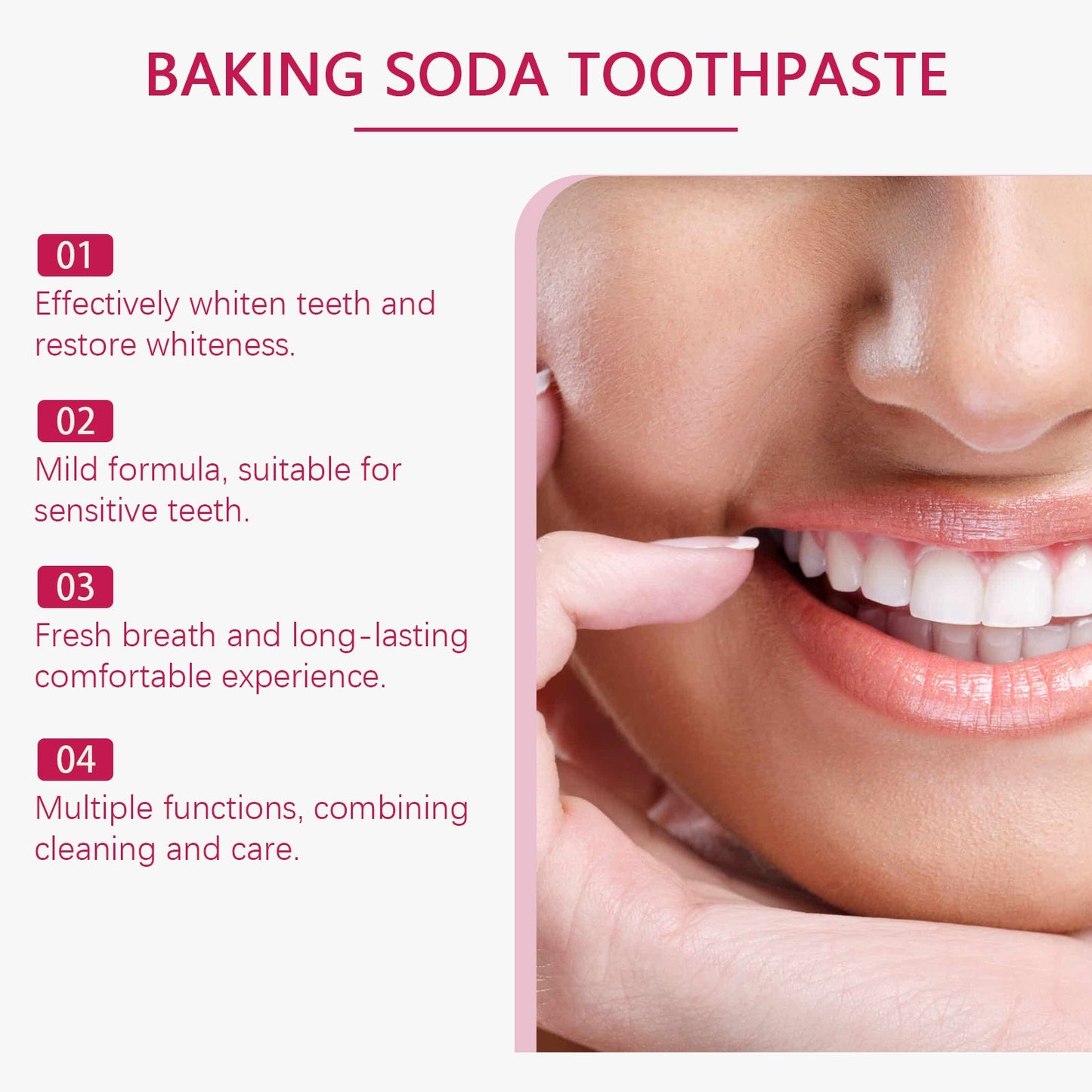 Baking Soda Toothpaste, Mint Fresh Teeth Cleaning Care Brightening Smile Teeth Cleaning Toothpaste - Korvel