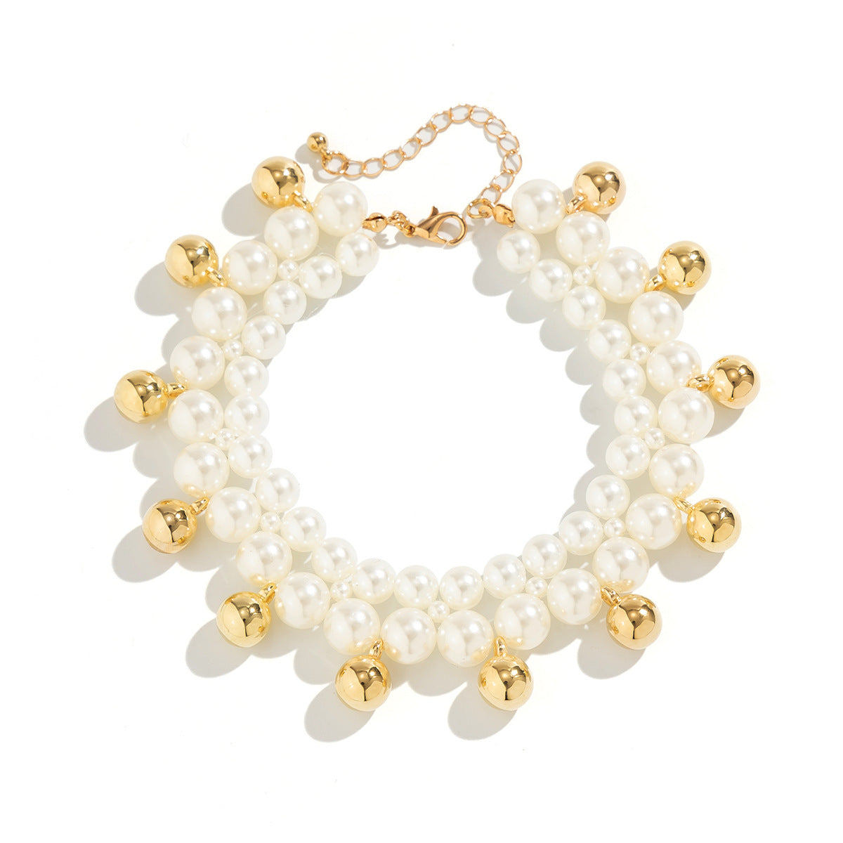 Vacation style beach imitation pearl ankle chain women's simple double-layer CCB round bead bead Anklet foot decoration - Korvel
