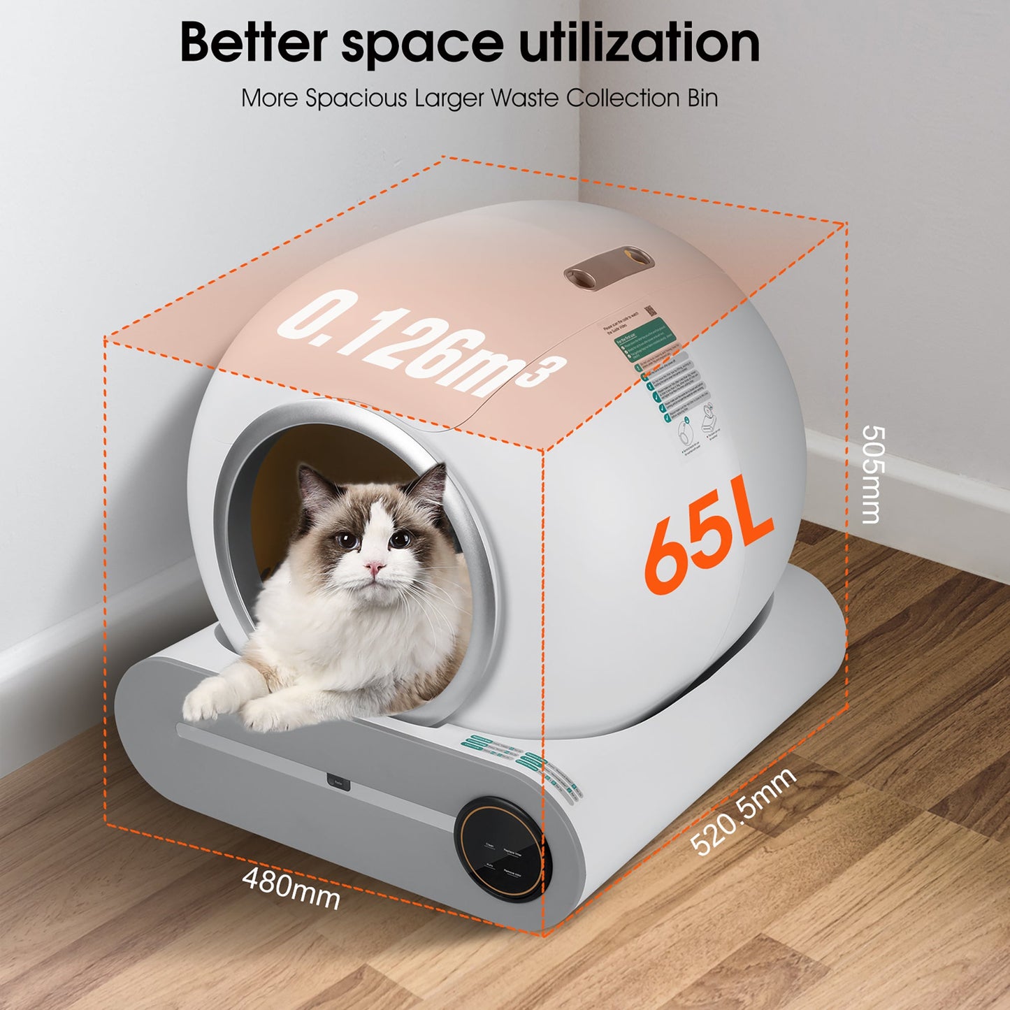 Caja de arena automática inteligente para gatos con control WiFi