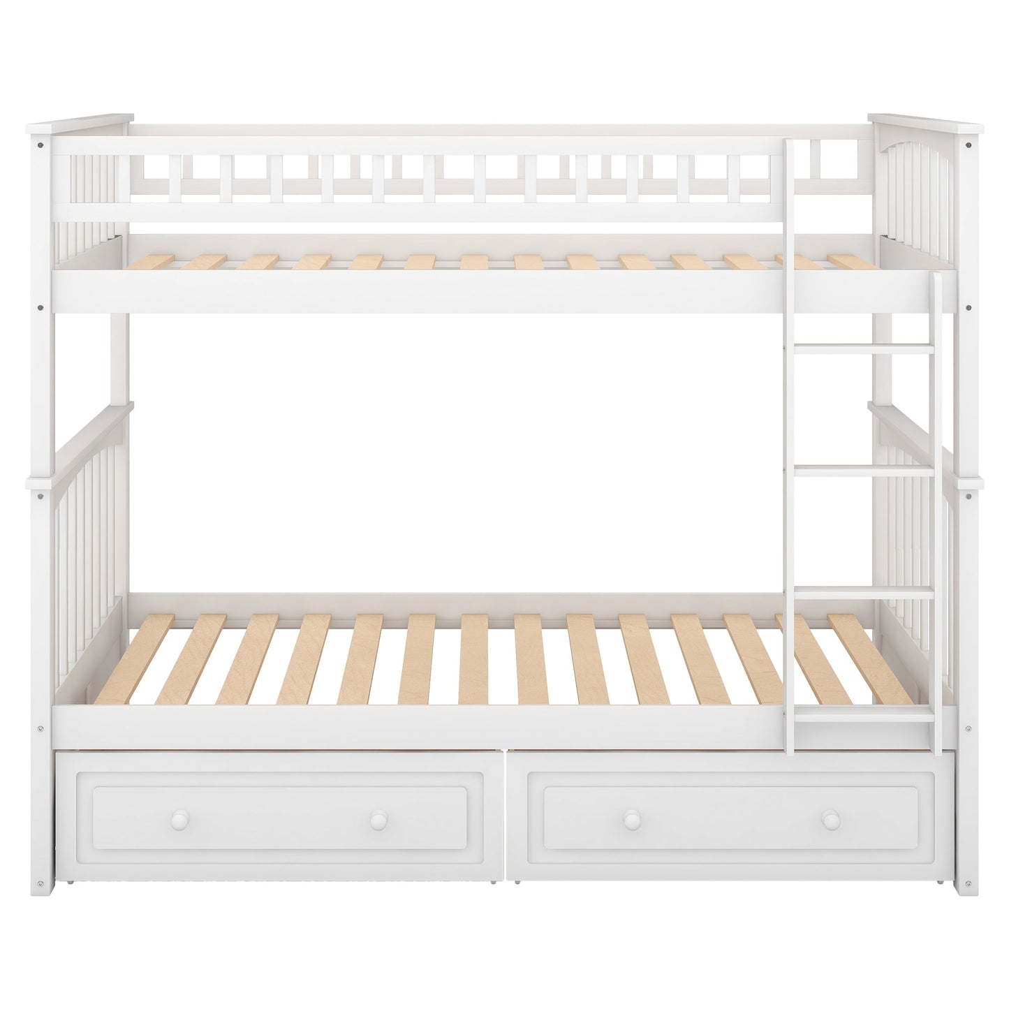 Cama litera de dos camas individuales con cajones - Blanca convertible