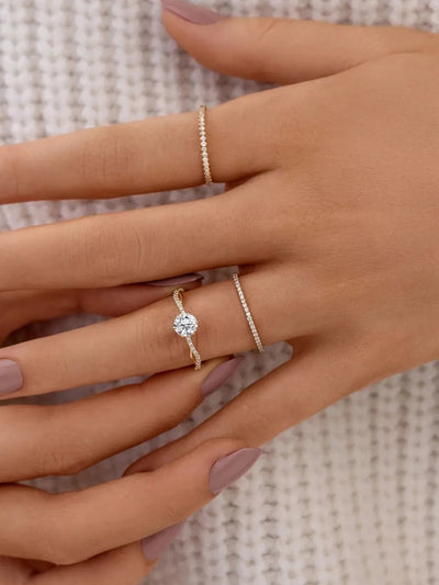 925 Sterling Silver Inlaid Zircon Ring - Korvel