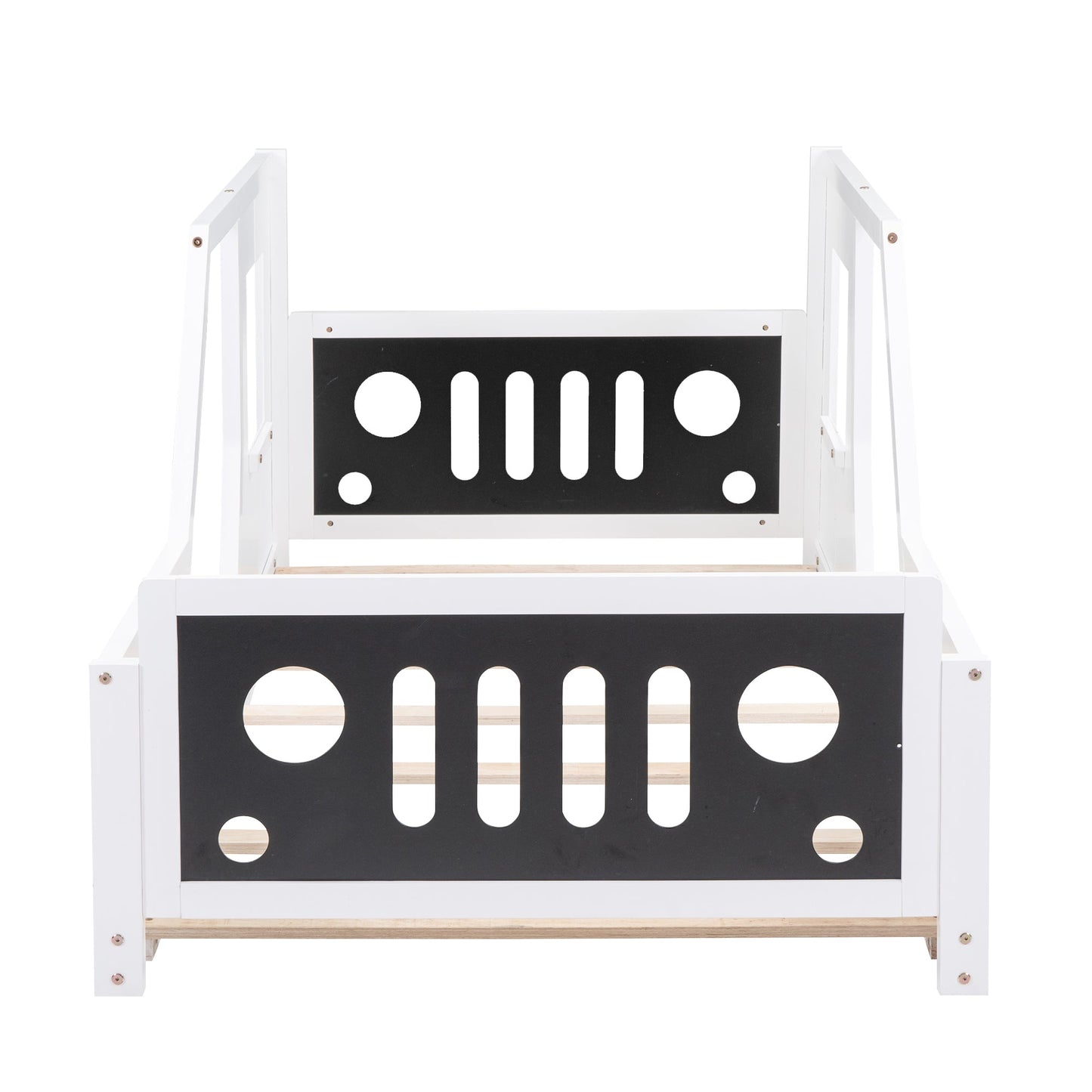 Twin Size Classic Car-Shaped Platform Bed with Wheels - White