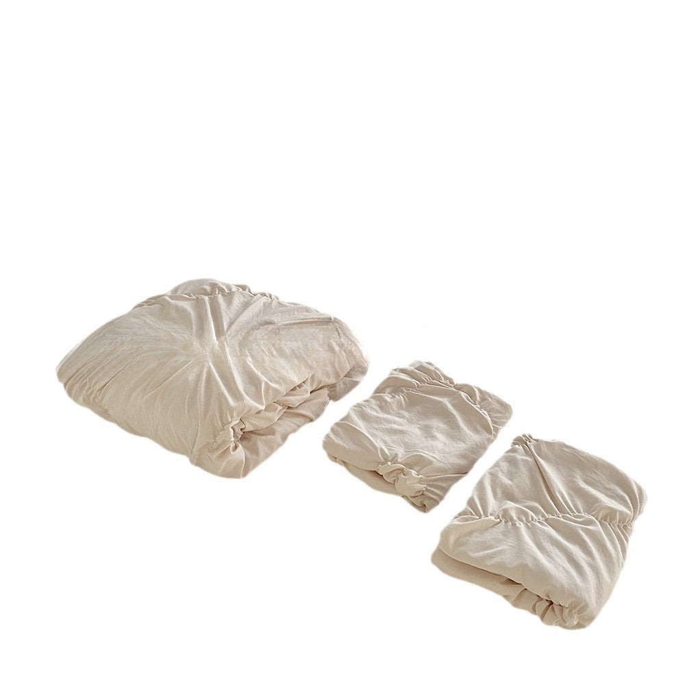 Elegant Solid Color Duvet Cover Set with Distressed Button Design
