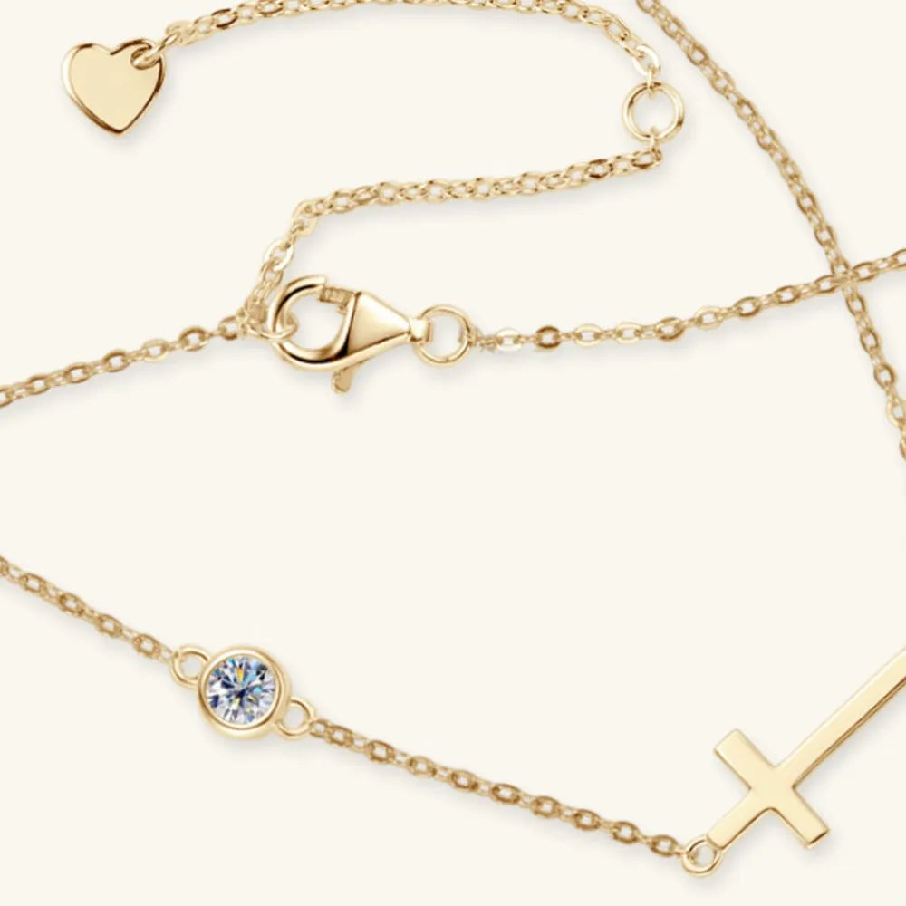 Cross 925 Sterling Silver Moissanite Necklace - Korvel