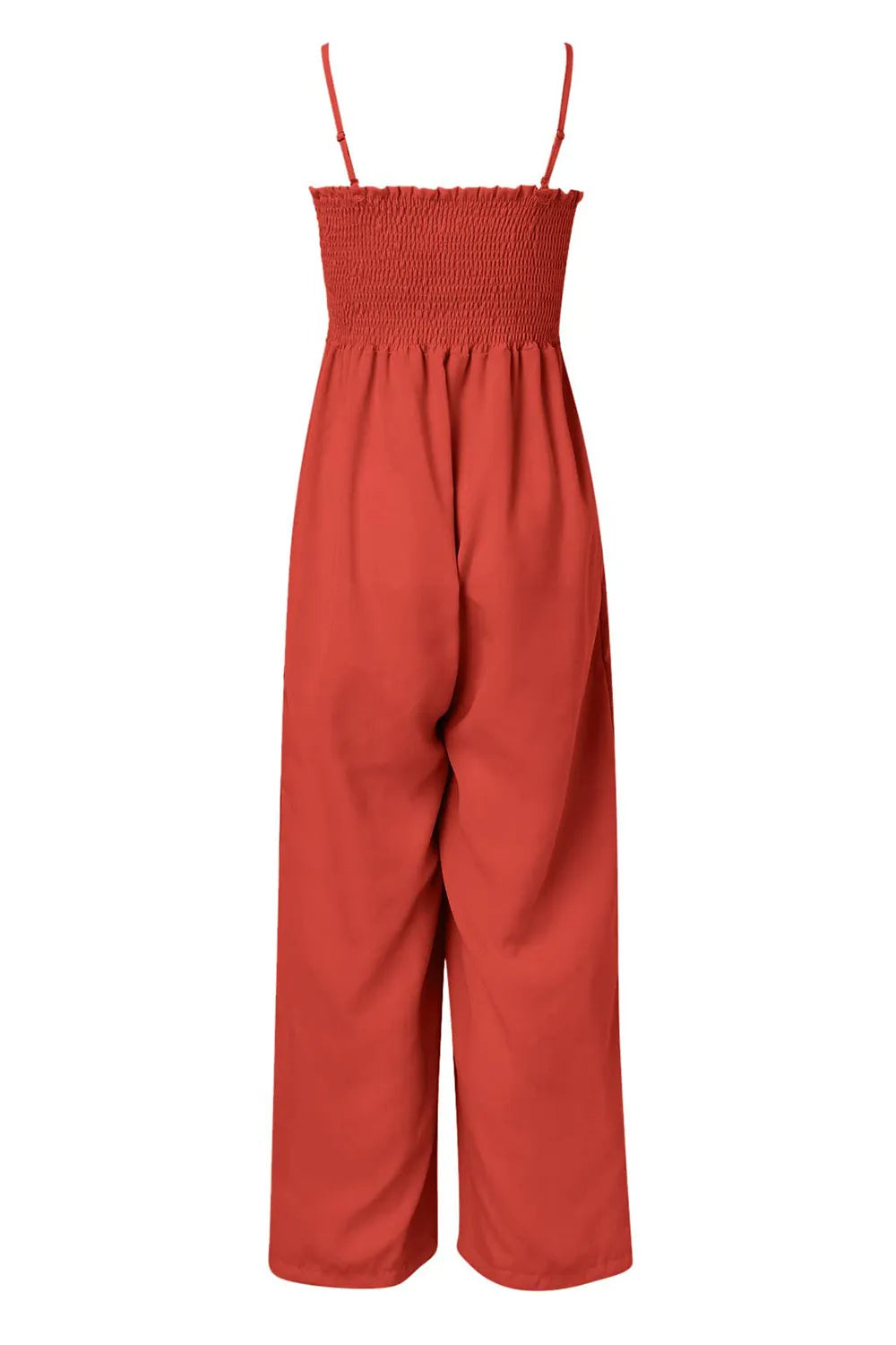 Smocked Spaghetti Strap Wide Leg Jumpsuit - Korvel