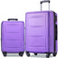Expanable Spinner Wheel 2 Piece Luggage Set ABS Lightweight Suitcase with TSA Lock 20inch+28inch Purple + Plastic - Korvel