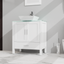 Goodyo 30" Bathroom Vanity and Sink Combo Glass Top Cabinet w/Mirror, White - Korvel