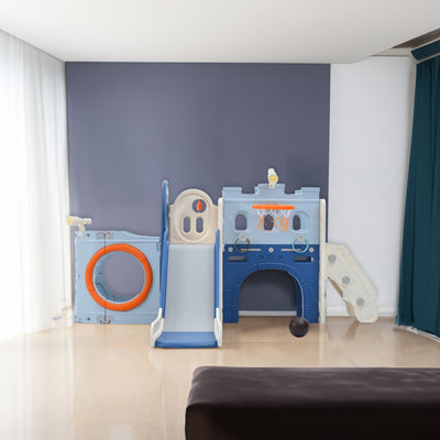 Toddler Pirate Ship Slide Set with Basketball Hoop