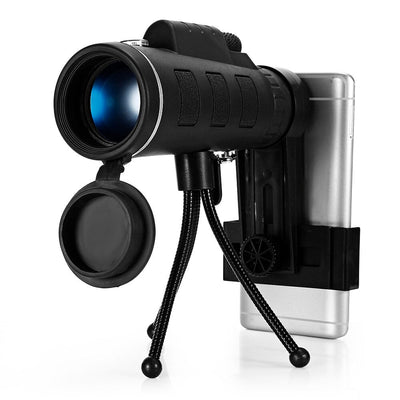 40X60 Monocular Telescope Zoom Scope with Compass Phone Clip Tripod for Mobile Phone Camera - Korvel
