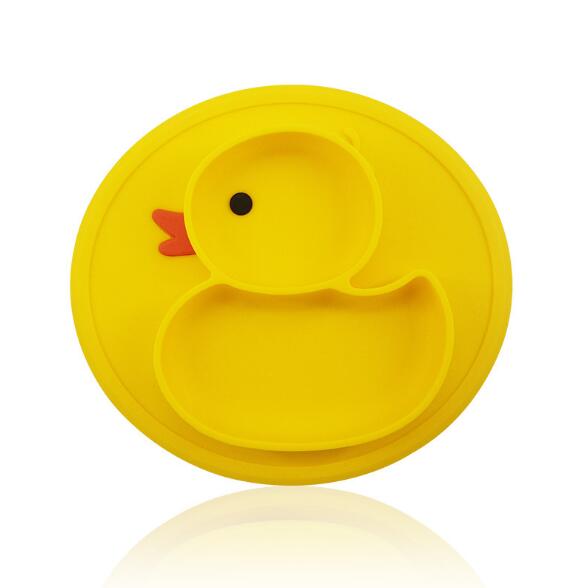 Cute Small Yellow Duck Silicone Happy Baby Kids Anti-drop Suction Table Food Tray Place mat Plate Bowl Mat - Korvel