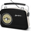 Black AM FM Radio - Small Portable Radios Vintage/Retro with Headphone Jack, Large Analog Rotary Tuning Dial - Korvel