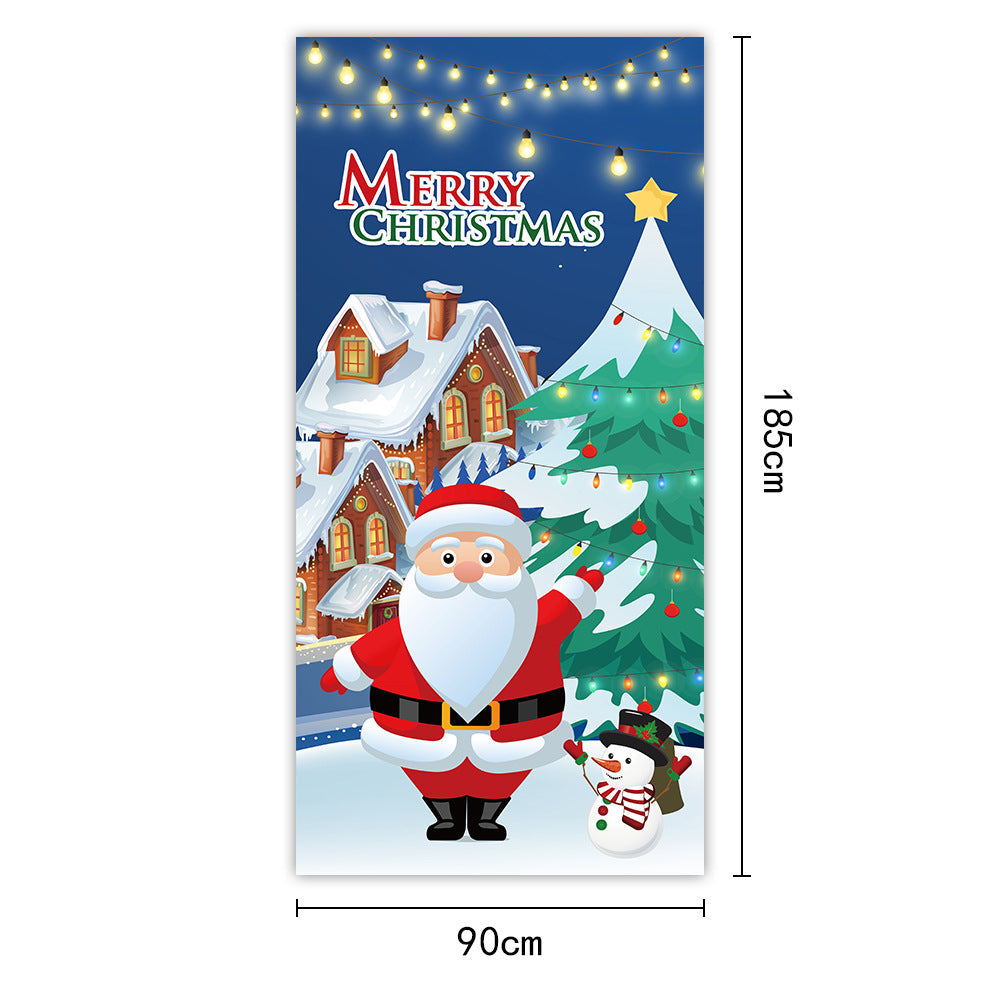 New Christmas Door Curtains, Flags, Outdoor Photography, Santa Claus and Puppies, Background Decoration, Hanging Cloth - Korvel