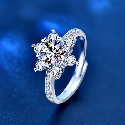 Mozambique 925 sterling silver ring with a female design sense, niche snowflake ring - Korvel