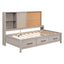 Twin Size Lounge Daybed with Storage Shelves, Cork Board, USB Ports and 3 Drawers, Antique Gray - Korvel
