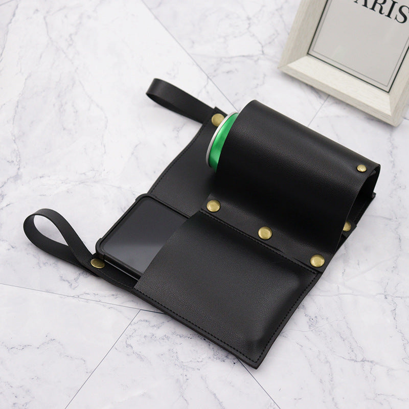 Camping chair leather storage bag mobile phone beer beverage storage bag outdoor chair side bag miscellaneous storage - Korvel