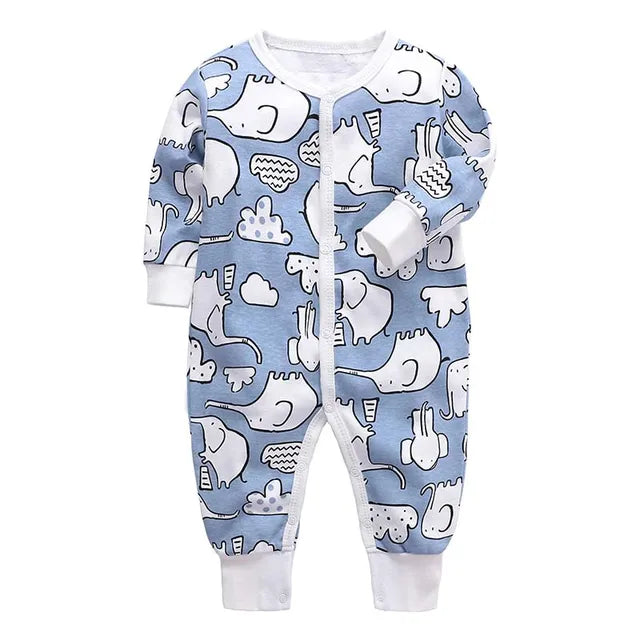 Newborn Footed Pajamas Zipper Girl and Boy Romper Long Sleeve Jumpsuit Cotton Solid White Fashion 0-24 Months Baby Clothes - Korvel