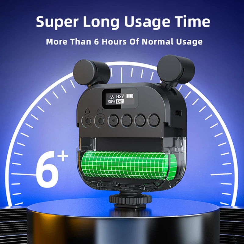2500K-9000K Microphone LED Fill Light LED Mini Video Vlog Full-Color RGB Mic Light For Smartphone SLR Camera V03 - Korvel