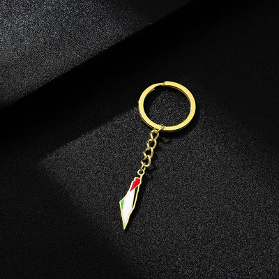 Palestine Israel Map Flag Keychain Accessories Decoration Men's and Women's Ethnic Style Versatile Stainless Steel Accessories - Korvel
