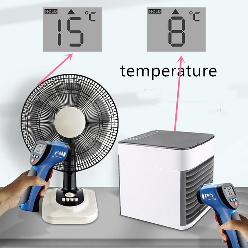 USB Mini Portable Air Conditioner Humidifier Purifier 7 Colors Light Desktop Air Cooling Fan Air Cooler Fan for Office Home - Korvel