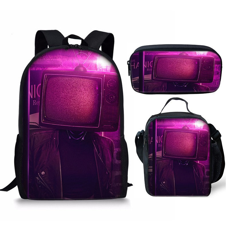 Conjunto de mochila Skibidi Toilet Man de 3 piezas para la escuela