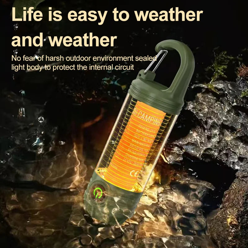 Multi functional outdoor camping light, portable strong light flashlight, rechargeable mini retro camping atmosphere light - Korvel