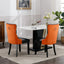 Tufted Solid Wood Contemporary PU and Velvet Upholstered Dining Chair with Wood Legs Nailhead Trim 2-Pcs Set Black+Orange - Korvel