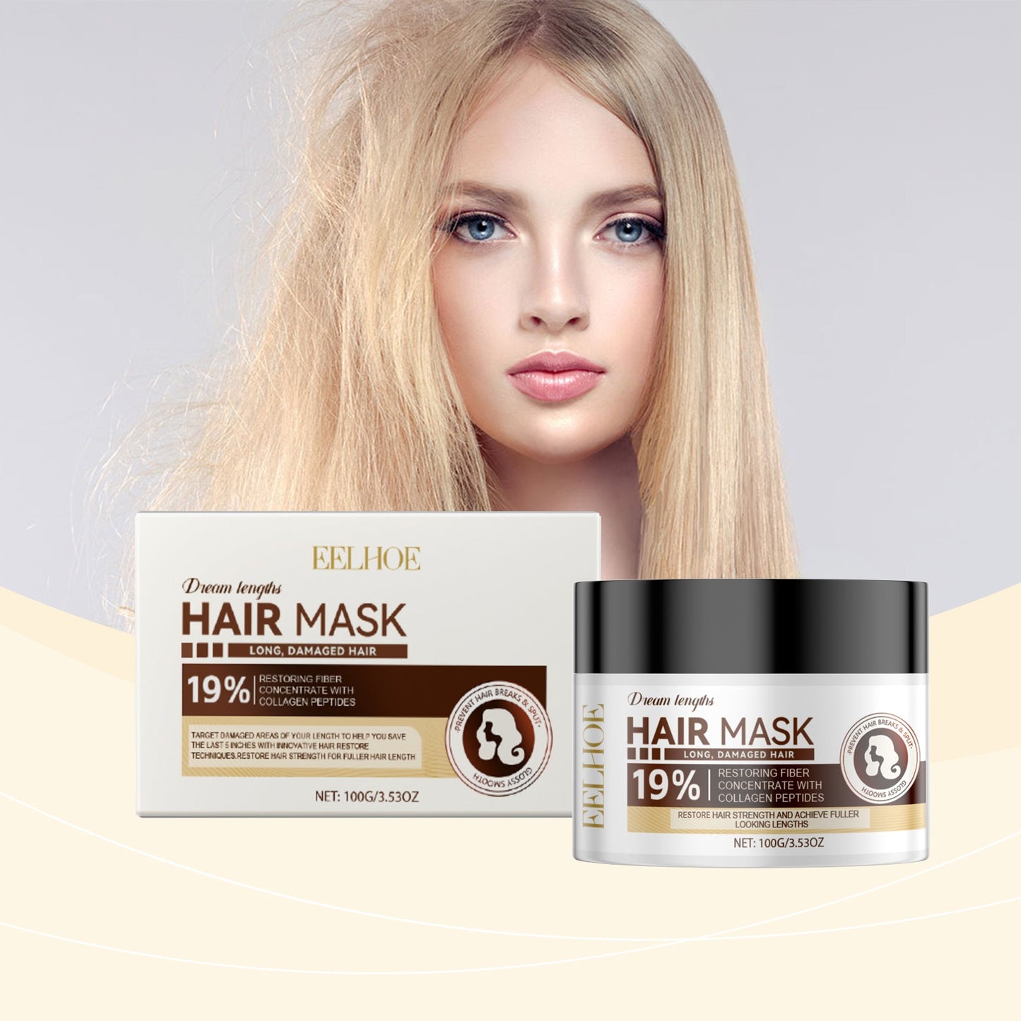 Heat Protection Free Shampoo Mask Gently Curing Dry, Split And Frizzy Hair At The End Of Hair Smooth And Bright Hair Mask - Korvel