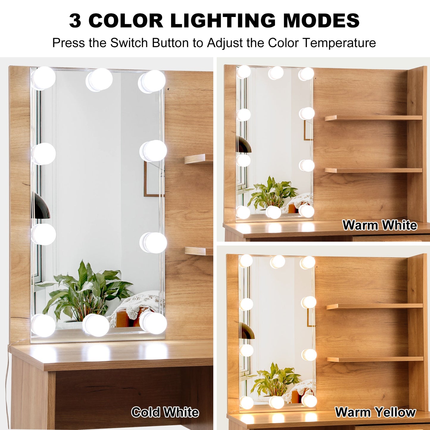 Elegant Bedroom Vanity Set with LED Mirror and Storage