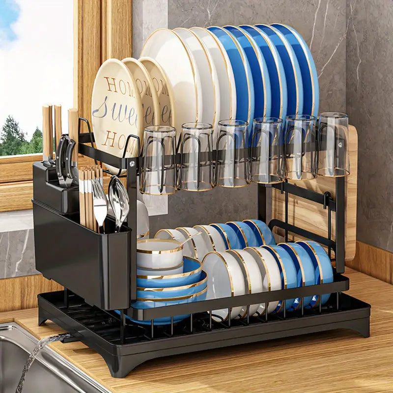 Kitchen drainage rack bowl and dish rack bowl and dish storage rack household utensils knives and forks storage rack - Korvel