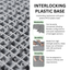 12 x 12 inch gray interlocking deck tiles, plastic waterproof pebble pattern, pack of 12 pieces - Korvel