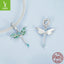 Charm Pendent DIY Libellule Verte Argentée - Argent Pur S925