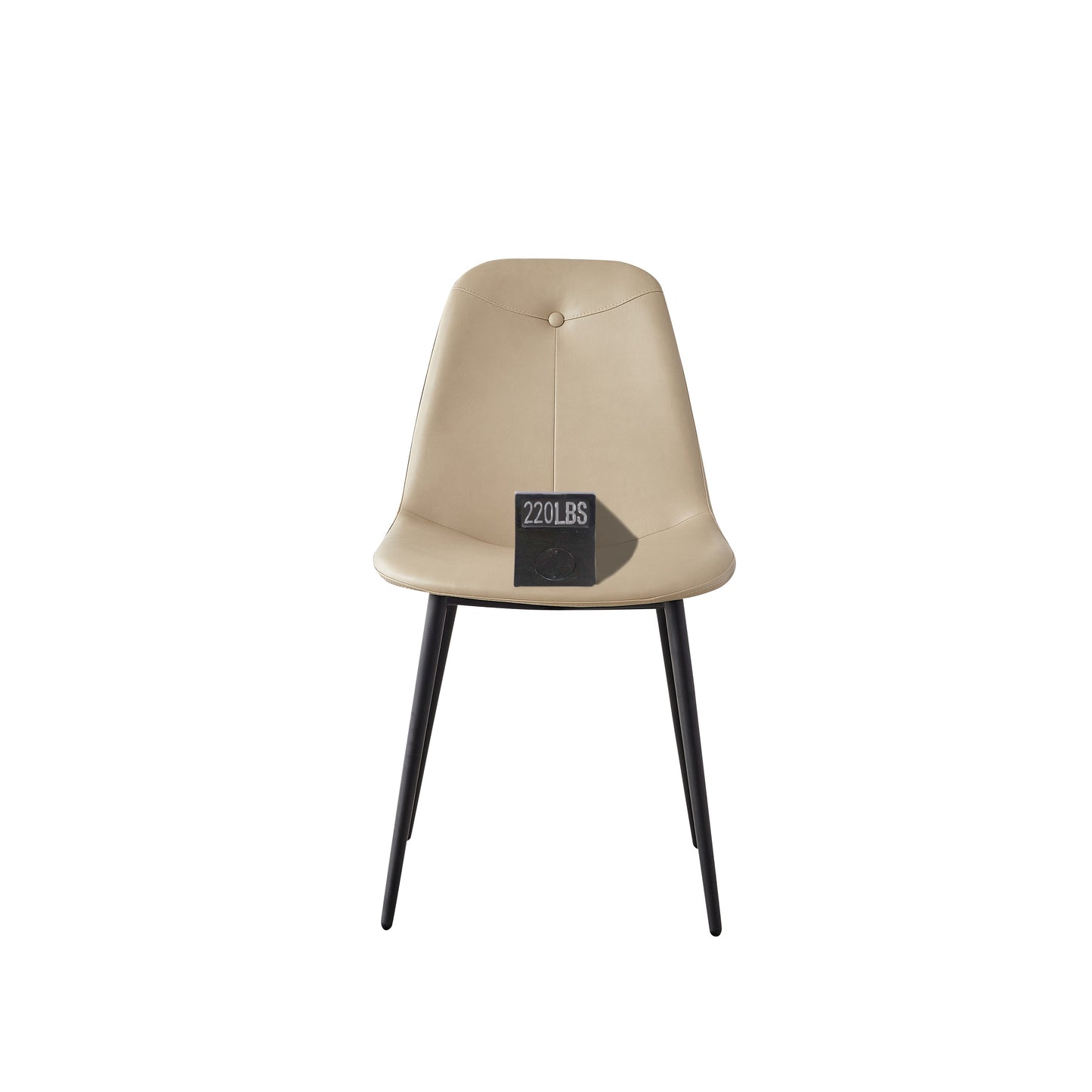 A set of 2 high back dining chairs with PU artificial leather soft cushions and metal legs, decorated with large soft cushions - Korvel