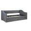Cama nido tapizada de tamaño individual con dos cajones - Gris