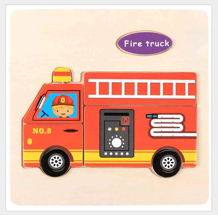 3D Puzzle Wooden Toys For Children Cartoon Animal Vehicle Wood Jigsaw Kids Baby Early Educational Learning Toy #L505 - Korvel